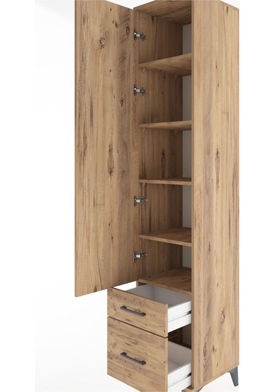 Hyperion Dolap 5 Raflı 2 Çekmeceli Tek Kapaklı 44x44x221 Çam-çam Çam