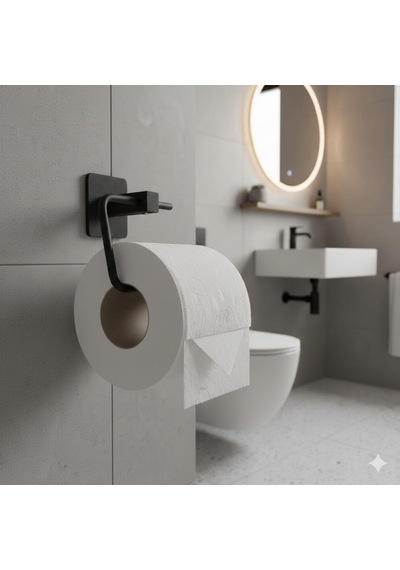 Metal Siyah Rulo Kağıt Havluluk Tuvalet Wc Kağıtlık Banyoda Şık Tasarım Siyah