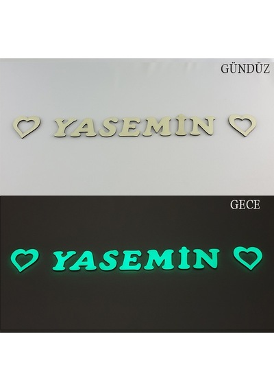 Fosforlu 7 Harf + 2 Yıldız Veya Kalp