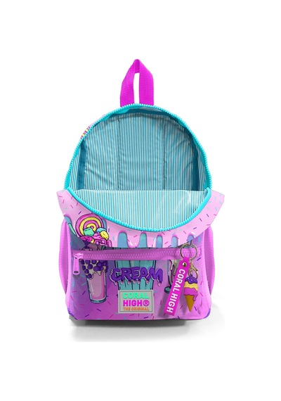 Minik Yuva Sırt Çantası Pembe Mor Milkshake Dondurma Desenli İki Bölmeli 23549