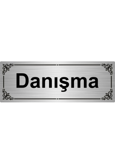 Danışma 7x20cm Gümüş Renk Metal Yönlendirme Levhası