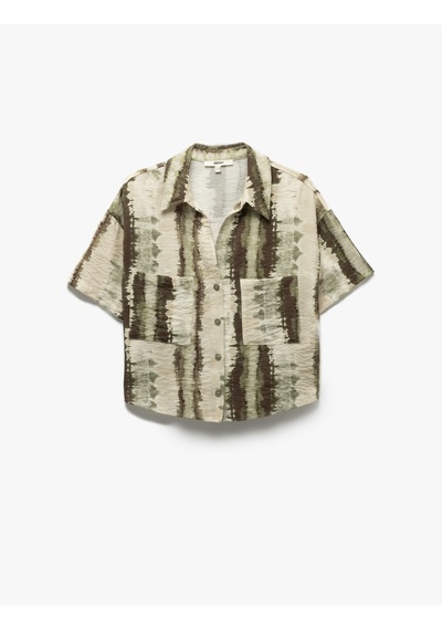 Koton Aplike Çift Cep Detaylı Batik Desenli Viskon Kısa Kollu Crop Gömlek Yeşil Desenli 5sak60299pw Yeşil Desenli Yeşil Koton Aplike Çift Cep Detaylı Batik Desenli Viskon Kısa Kollu Crop Gömlek Yeşil Desenli 5sak60299pw Yeşil Desenli Yeşil