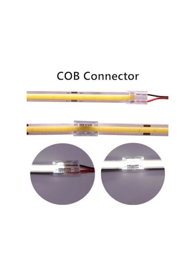 4 Adet 10 Mm Cob Led Şerit Ara Konnektörü 2 Pin Tek Renk Şerit Birleştirme Aparatı Karanlık Alan Bırakmayan Şeffaf Lehimsiz Bağlantı