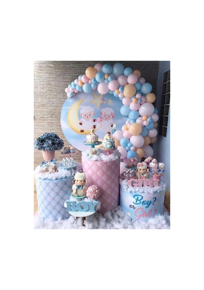 100 Adet Cinsiyet Belirleme Balon Zinciri Mavi Pembe Somon Renk Mix