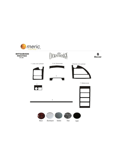 Meriç® Mitsubishi Prestige Delux Ön Torpido Kaplama 8 Parça 08-10 (530158445)