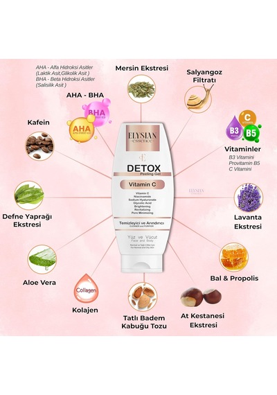 Elysian Essence Detox Peeling Jel 125 Ml Ölü Hücre Arındırıcı Temizleme Jeli Yüz Ve Vücut Temizleyici Aha Bha, Vitamin C, Niacinamide Sku: Smg8690010496423