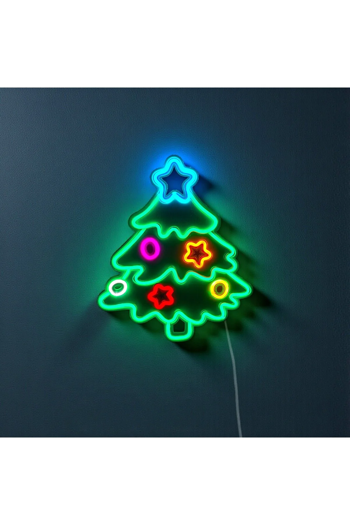 Yılbaşı Çam Ağacı Neon Led 3d Baskı Çok Renkli