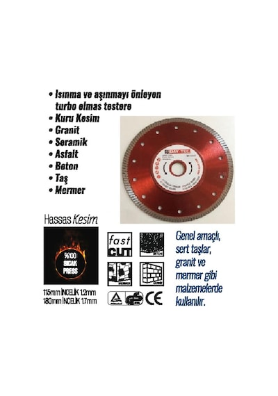 Bay-tec Süper Turbo Elmas Testere ince 115 Mm 22-23 Mm