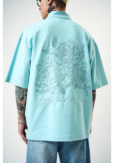 Respire Erkek Be Kind Nakışlı Yarım Fermuarlı Oversize T-shirt Bebe Mavi Bebek Mavisi Respire Erkek Be Kind Nakışlı Yarım Fermuarlı Oversize T-shirt Bebe Mavi Bebek Mavisi