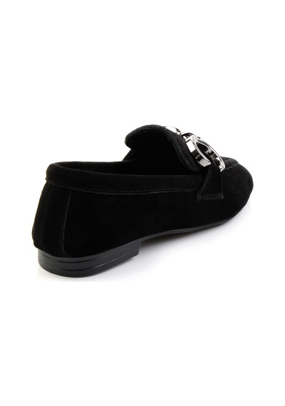 Bambi Siyah Hakiki Deri Kadın Loafer Ayakkabı K01763771002 Siyah