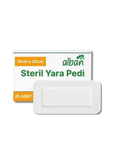 Steril Yara Pedi, Nonwowen 10cmx30cm Pansuman Yara Örtüsü, Steril Tekli Paketlerde 25li Kutuda