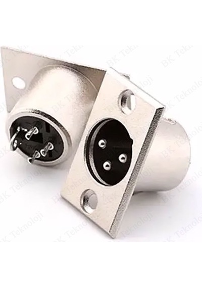 Panel Montajlı 3 Pin XLR Erkek Şase Konnektör