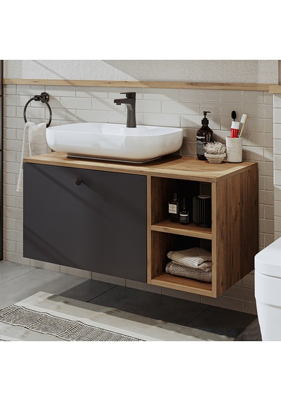 Ayaksız Lavabolu Mdf 95 Cm Lotus Oval Lavabolu Dlp Atlantik Çam - Antrasit Ayaksız Lavabolu Mdf 95 Cm Lotus Oval Lavabolu Dlp Atlantik Çam - Antrasit