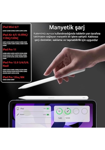 Palm-rejection Wireless Şarj Eğilim Çizim Apple Uyumlu iPad  2.nesil 2018 Sonrası Dokunmatik Kalemi Pencil 2.nesil