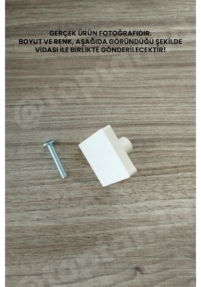 6 Adet - Açık Bej Kare Kulp - Modern Ve Şık Dolap, Gardırop, Şifonyer, Komodin Ve Çekmece Kulpu Vida Dahil Sarı