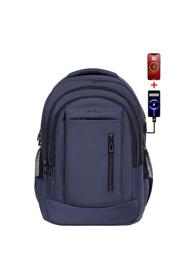 Dada Lacivert Okul Sırt Çanta 15,6 inç Büyük Boy Usb Type-c Su Geçirmez Kumaş Lise Üniversite