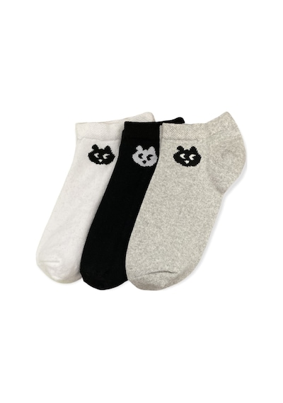 Footmania 3 Çift Kedi Desenli Kadın Patik Çorap Seti Beyaz