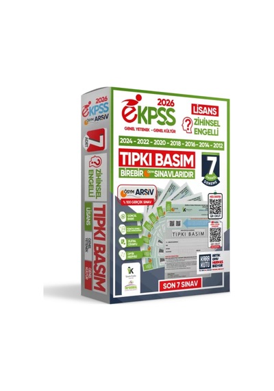 2026 Ekpss Lisans Zihinsel Engelli ÖSYM Çıkmış Soru Tıpkı Basım 7li Kitapçık Tg Deneme Paketi