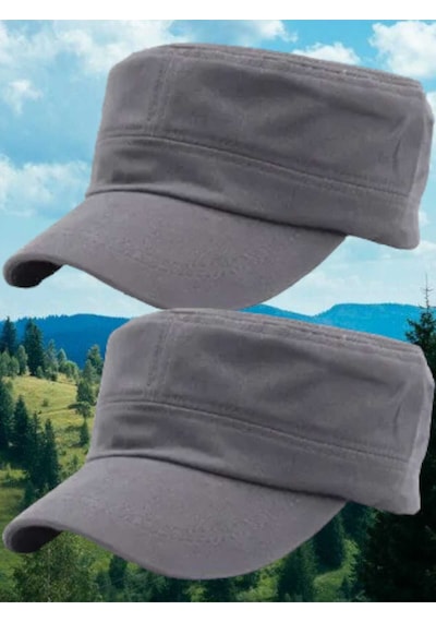 Tezzgelsin Unisex Pamuklu Castro Şapka 2 Adet Gri Gri