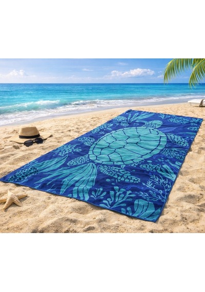 Özdilek Nice Plaj Havlusu 70x150 -ocean Turtle Mavi