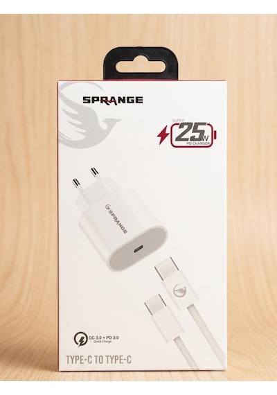 Sprange P-t18 25w Type-c Hızlı Şarj Cihazı Adaptör Ve Type-c To Type-c Kablo Seti Pd 3.0 + Qc 3.0