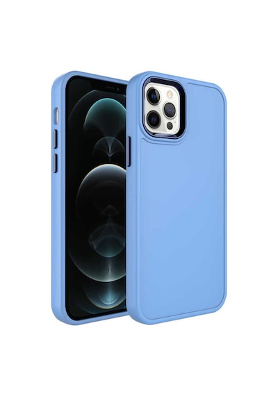 Apple iPhone Uyumlu 13 Pro Max Metal Çerçeve Ve Buton Tasarımlı Sert Zore Botox Kılıf mavi
