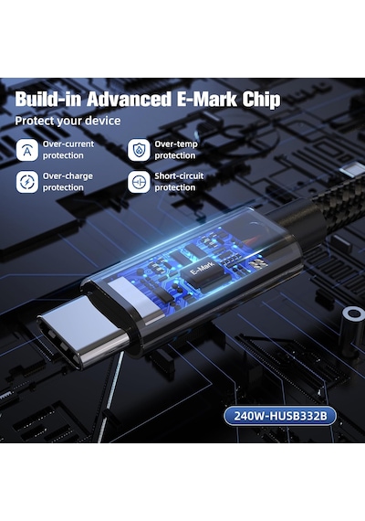 Ultra Usb C To Usb C Kablo 240w Pd 3.1 Hızlı Şarj, 20gbps Veri Transferi, 4k 60hz Görüntü Aktarımı, Usb 3.2 Gen2 Type-c Kablo Ult 300, Santimetre