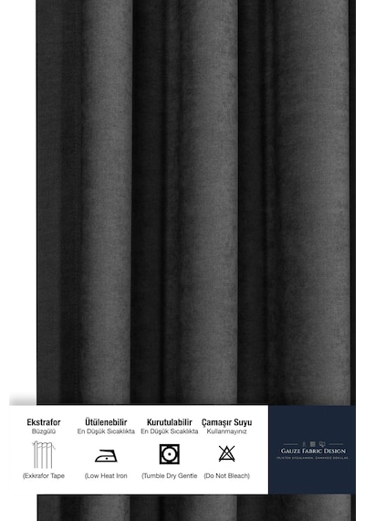 Gauze Fabric Design Safir Kadife Dokulu Antrasit Ekstrafor Büzgülü Keten Dokulu Yüksek Kaliteli Tek Kanat Fon Perd Diğer