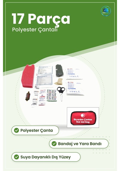 İlk Yardım Seti 17 Parça Polyester Çantalı Ev Araç Ve İş Yeri Sey