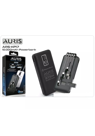 Auris Kp17 10.000 Mah Kablolu Standlı Powerbank Siyah