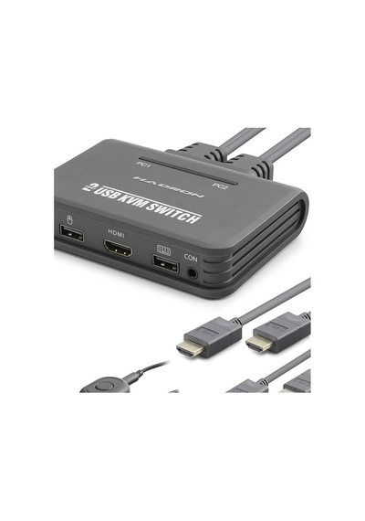 Hdmi Usb Kvm Switch 2 Port Hdmi 2 Port Usb Dahili Kablolu - Siyah Hdx1361 Evimdeyokyok