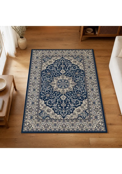 Kartela Halı Aven Halı Jüt Taban Dokuma Halı Lacivert - 100 X 150 Cm