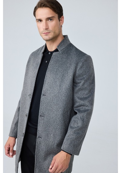 Danger Erkek Relaxed-fit Premium Yün Kaşe Kaban Gri 4351dngr