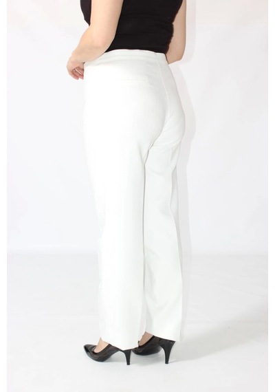 Moda Berray 2555 Gizli Cep Modeline Sahip Büyük Beden Pantolon Beyaz Beyaz