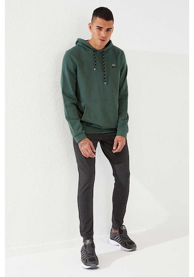 Tommy Life Yeşil Kanguru Cep Standart Kalıp Kapüşonlu Erkek Sweatshirt - 87872 Yeşil