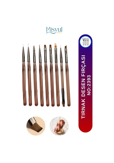 Misyul Tırnak Desen Fırçası 9'lu Kahverengi Mıs-2393