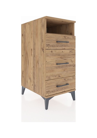 Kronos Komodin Tek Raflı 3 Çekmeceli 44x59x96 Çam-çam Çam