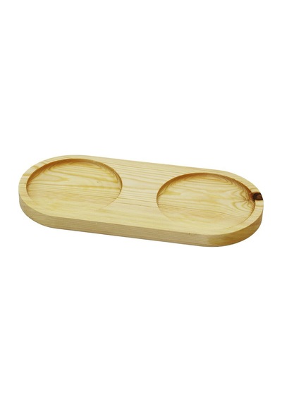 Taraklı Trk-389 Ahşap Yağdanlık Altlık 27x12.5cm 2 Bölmeli Oval Açık Renk Sade Diğer