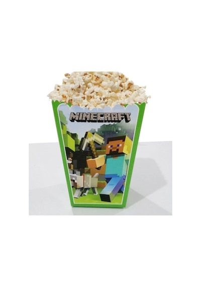 Mısır Kutusu Pop Corn Kutusu Minecraft 8 Li Paket Yeşil +3