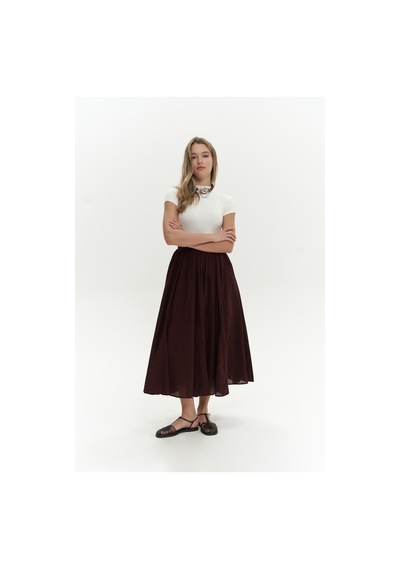 Mai Collection Mai Studios Co. Amaya Bilek Hizasında Pileli Bordo Etek Bordo