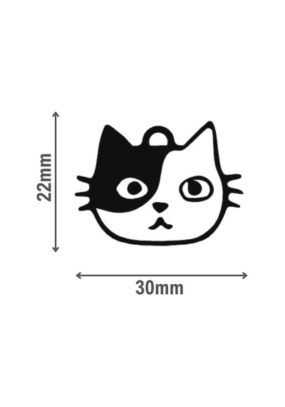 Majo İsimlik Siyah Beyaz Kedi 22mmx30mm