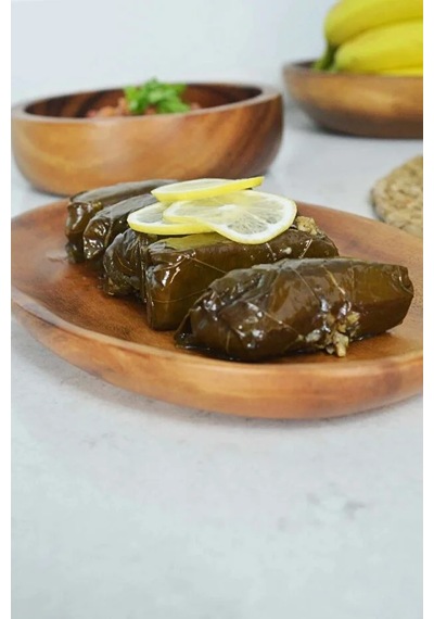 Akasya Oval Tabak Sunum Tabağı Açık Kahverengi