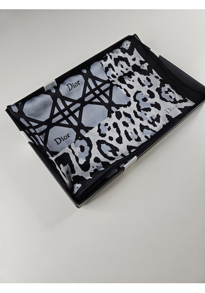 Miorel Scarfs Leopar Tema Cd Tema Vual İpek Şal Aksesuar Fular Silk Scarfs Shawl Hijab Gri