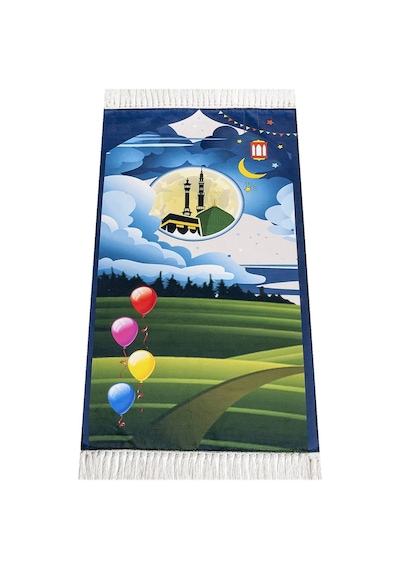 Dijital Baskılı Çocuk Seccadesi - Balonlu Kabeli - 44 X 78 cm