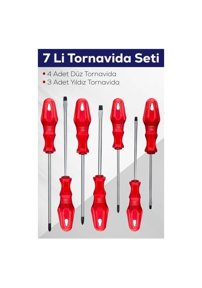 7'li Tornavida Seti 4 Adet Düz Tornavida 3 Adet Yıldız Tornavida 80547350