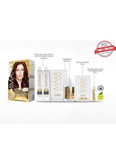 Serisi 24k Altın Parçacıklı Serum İle 1 Kutu 2 X 50 Ml Ve Geliştiriciler Saç Boyası Kestsane Kızılı 4.6