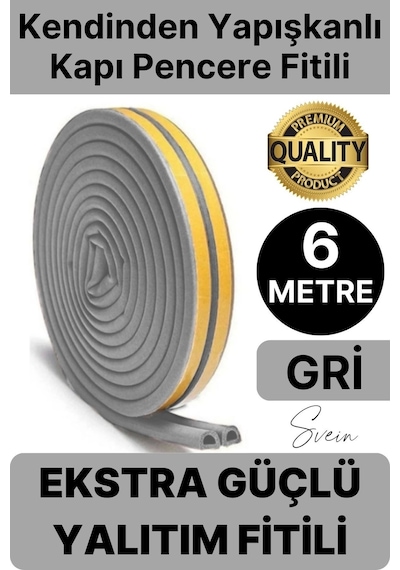 1. Sınıf Gri Kapı Pencere Soğuk Toz Geçirmez İzolasyon Fitili Yapışkanlı Isı Yalıtım 2x3 6 Mt Diğer