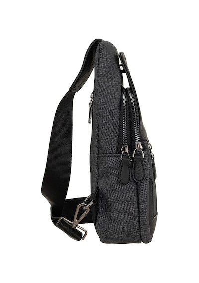 West Polo Westpolo Unisex Çapraz Askılı El Göğüs Ve Omuz Çantası Kanvas Kumaş Ve Vegan Deri - Siyah