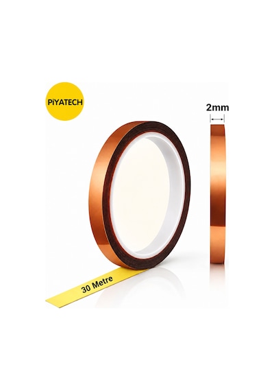 Kapton Yanmaz Bant Yüksek Isıya Dayanıklı Isı Bandı 2mm X 30 Metre