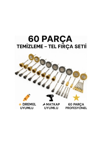 Senbang 60 Parça Tel Fırça Ve Temizleme Seti Dremel & Matkap Uyumlu Mini Zımpara Fırça Seti